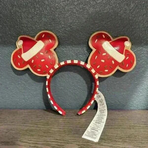 Disney Parks Holiday Mickey Christmas Cookie Sprinkles Santa Ears Headband Tags